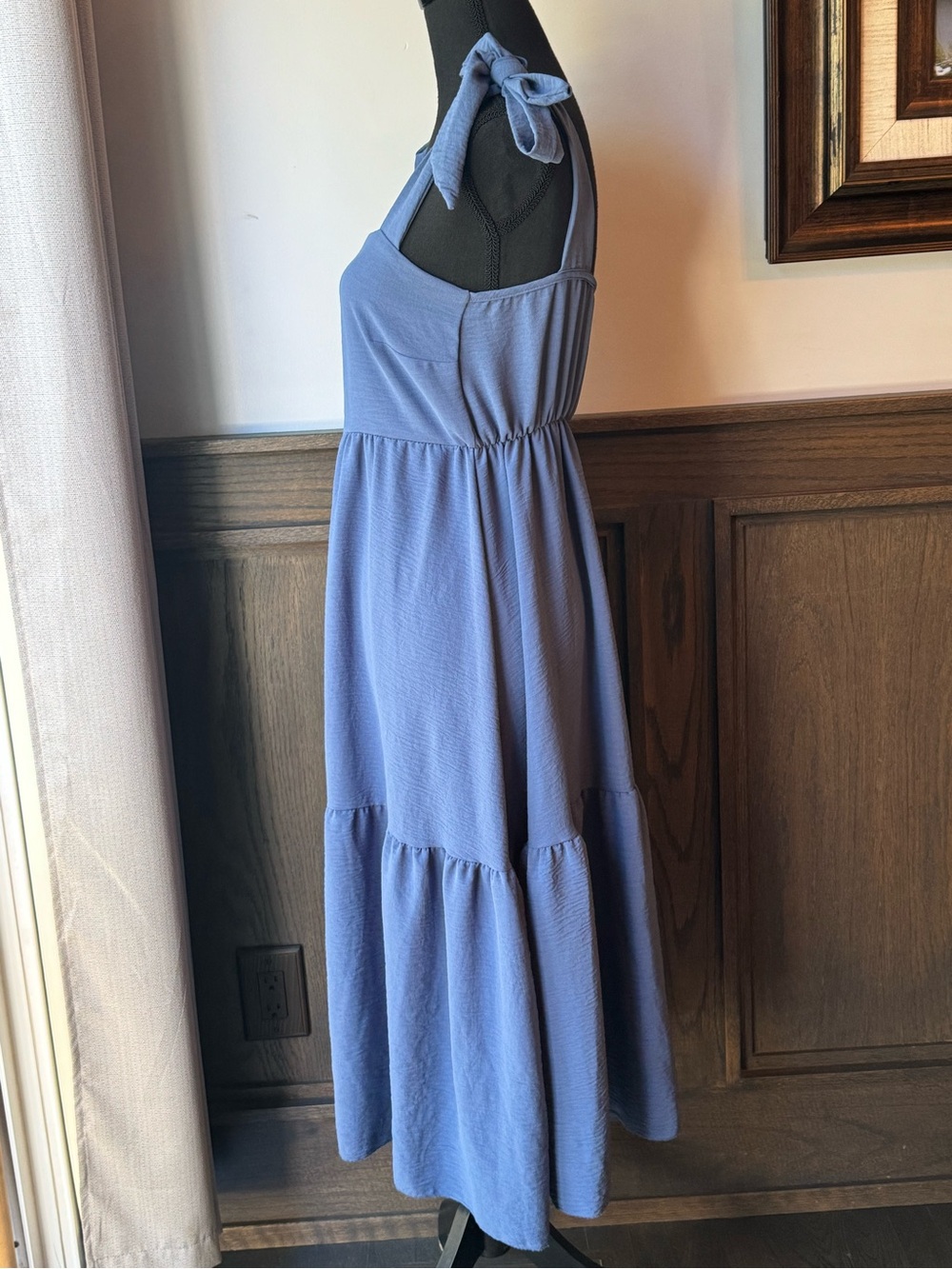See You Monday light blue Tie-Shoulder Midi Dress large - Picture 3 of 9